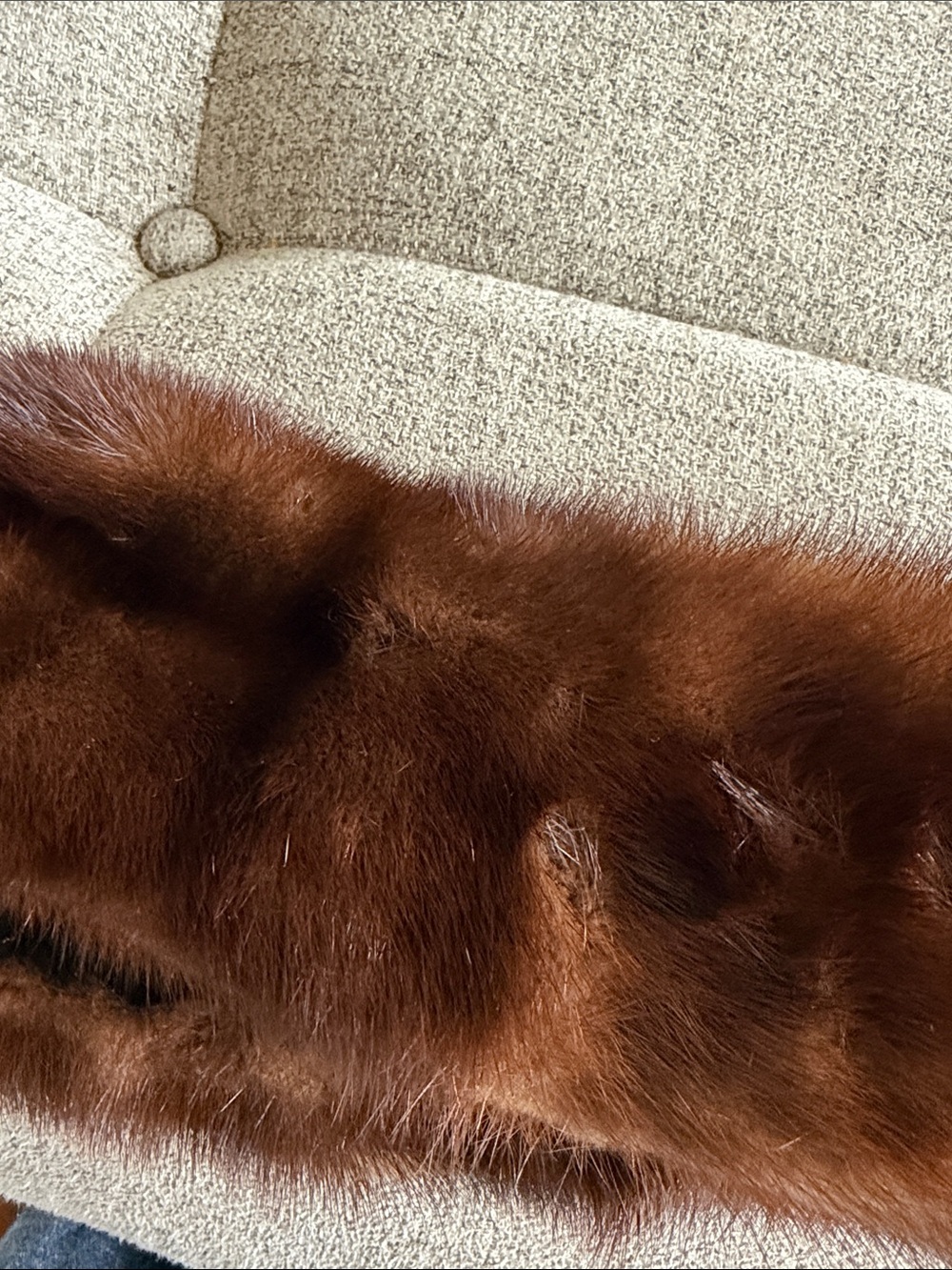 Vintage Mink Fur Scarf Brown Genuine Fur 35” Clip Closure - Picture 8 of 8